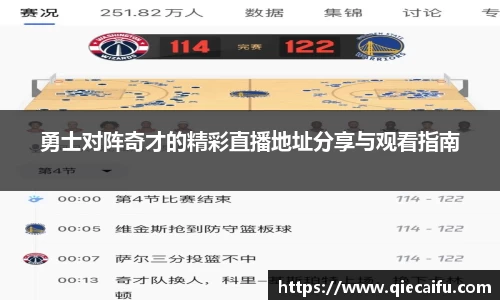 勇士对阵奇才的精彩直播地址分享与观看指南